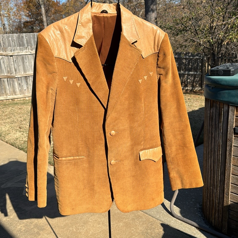 Vintage Pioneer Wear Western Corduroy Leather sz 46 Jacket XL USA (full large)